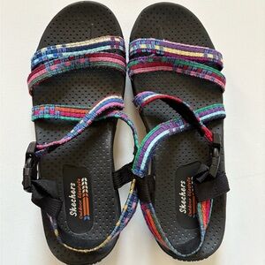 Women's Skechers Reggae - Sew Me Strappy Colorful Sandals Size 10